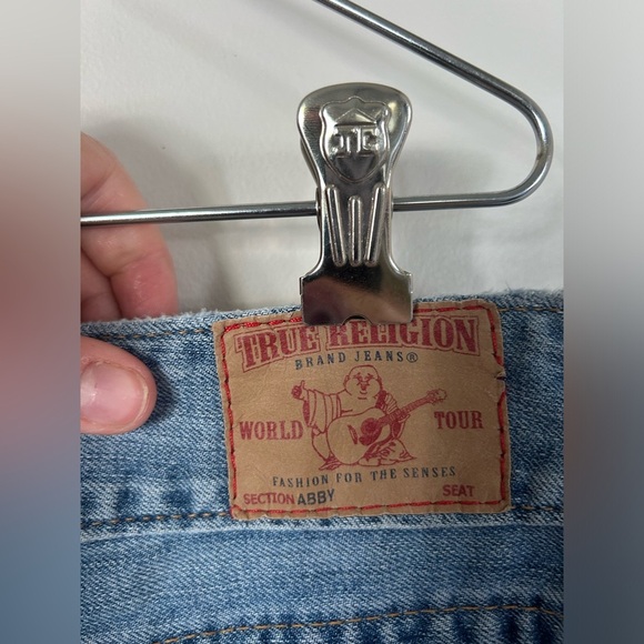 True Religion Jean Skirt Mini ABBY Women Sz 25 Minor Distressing Raw Hem EUC USA - Picture 6 of 8